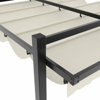 Prieel met uittrekbaar dak 3x3 m aluminium cr&egrave;mekleurig