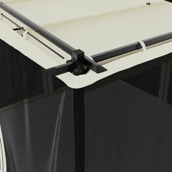 Prieel met zijwanden van gaas 3x3 m staal cr&egrave;mekleurig