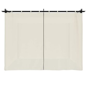 Prieel met gordijnen 3x3 m staal cr&egrave;mekleurig