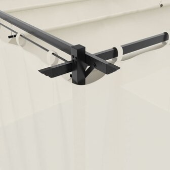 Prieel met gordijnen 3x3 m staal cr&egrave;mekleurig
