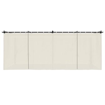 Prieel met gordijnen 6x3 m staal cr&egrave;mekleurig