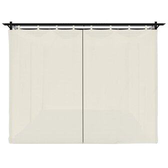 Prieel met gordijnen 6x3 m staal cr&egrave;mekleurig