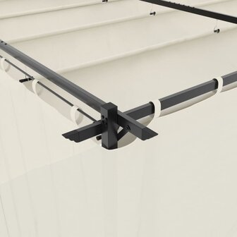 Prieel met gordijnen 6x3 m staal cr&egrave;mekleurig