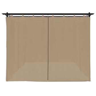 Prieel met gordijnen 6x3 m staal taupe