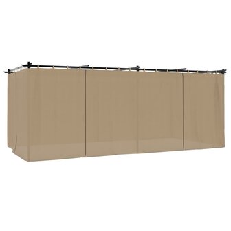 Prieel met gordijnen 6x3 m staal taupe