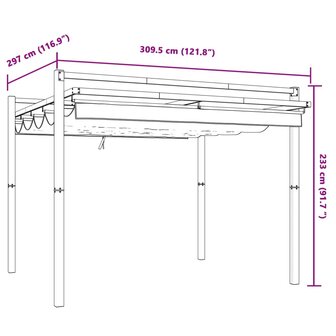 Prieel met uittrekbaar dak 3x3 m aluminium antracietkleurig