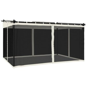 Prieel met zijwanden van gaas 4x3 m staal cr&egrave;mekleurig