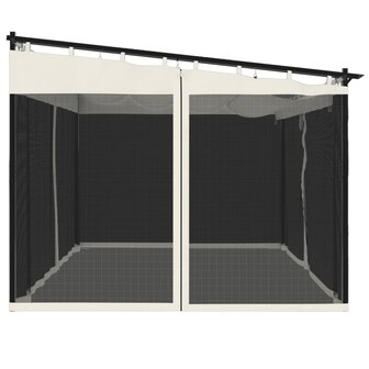 Prieel met zijwanden van gaas 4x3 m staal cr&egrave;mekleurig