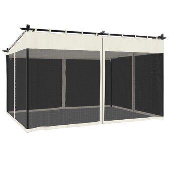 Prieel met zijwanden van gaas 4x3 m staal cr&egrave;mekleurig
