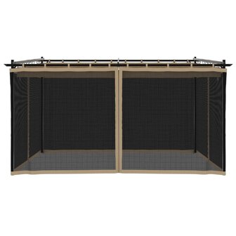 Prieel met zijwanden van gaas 4x3 m staal taupe