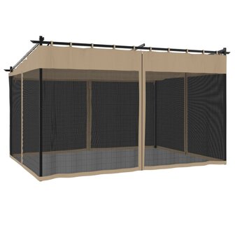Prieel met zijwanden van gaas 4x3 m staal taupe
