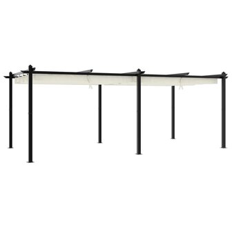 Prieel met uittrekbaar dak 3x6 m aluminium cr&egrave;mekleurig