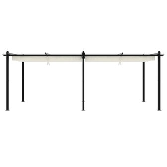 Prieel met uittrekbaar dak 3x6 m aluminium cr&egrave;mekleurig