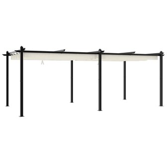 Prieel met uittrekbaar dak 3x6 m aluminium cr&egrave;mekleurig