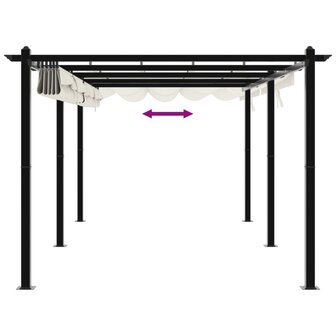Prieel met uittrekbaar dak 3x6 m aluminium cr&egrave;mekleurig