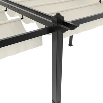 Prieel met uittrekbaar dak 3x6 m aluminium cr&egrave;mekleurig