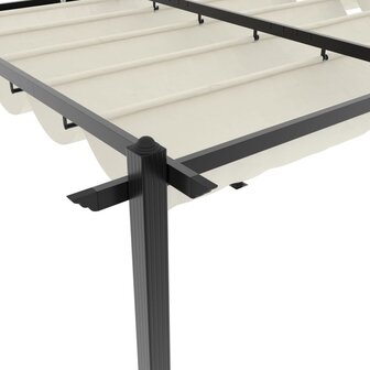 Prieel met uittrekbaar dak 3x6 m aluminium cr&egrave;mekleurig