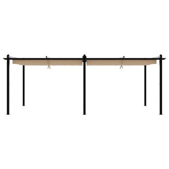 Prieel met uittrekbaar dak 3x6 m aluminium taupe