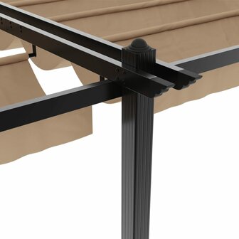 Prieel met uittrekbaar dak 3x6 m aluminium taupe