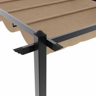 Prieel met uittrekbaar dak 3x6 m aluminium taupe