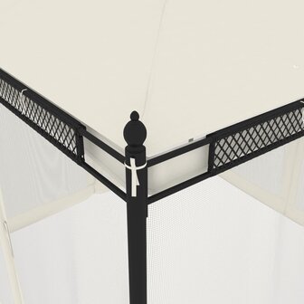 Prieel met zijwanden van gaas 2,93x2,93 m staal cr&egrave;mekleurig