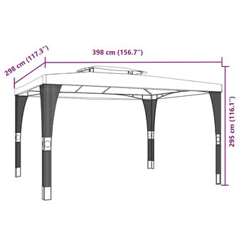 Prieel met dubbel dak 3,98x2,98 m staal antracietkleurig