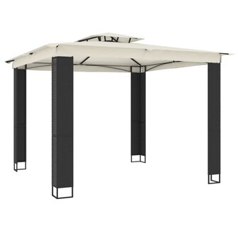 Prieel met dubbel dak 2,94x2,94 m staal cr&egrave;mekleurig