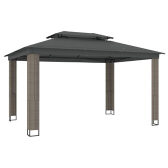 Prieel met dubbel dak 3,94x2,96 m staal antracietkleurig
