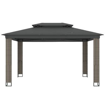 Prieel met dubbel dak 3,94x2,96 m staal antracietkleurig