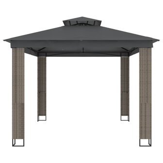 Prieel met dubbel dak 3,94x2,96 m staal antracietkleurig