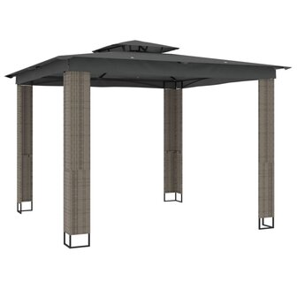 Prieel met dubbel dak 2,94x2,94 m staal antracietkleurig