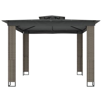 Prieel met dubbel dak 2,94x2,94 m staal antracietkleurig
