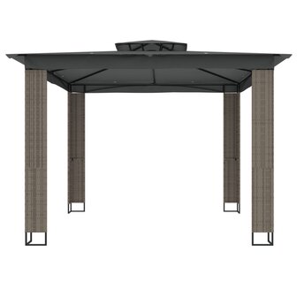 Prieel met dubbel dak 2,94x2,94 m staal antracietkleurig