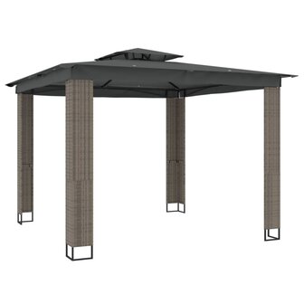 Prieel met dubbel dak 2,94x2,94 m staal antracietkleurig