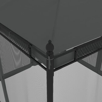 Prieel met zijwanden van gaas 2,93x2,93m staal antracietkleurig
