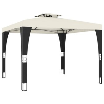 Prieel met dubbel dak 2,98x2,98 m staal cr&egrave;mekleurig