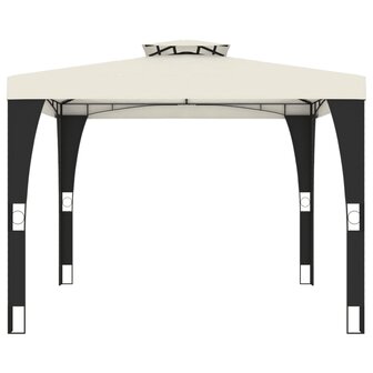 Prieel met dubbel dak 2,98x2,98 m staal cr&egrave;mekleurig