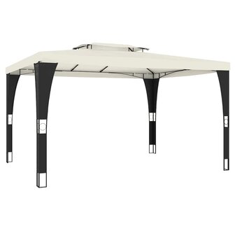 Prieel met dubbel dak 3,98x2,98 m staal cr&egrave;mekleurig