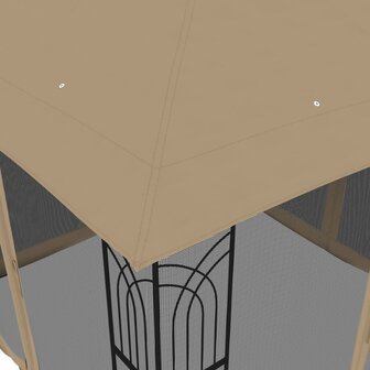 Prieel zijwanden van gaas en dubbel dak 2,94x2,94 m staal taupe