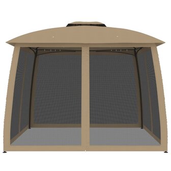 Prieel zijwanden van gaas en dubbel dak 2,93x2,93 m staal taupe