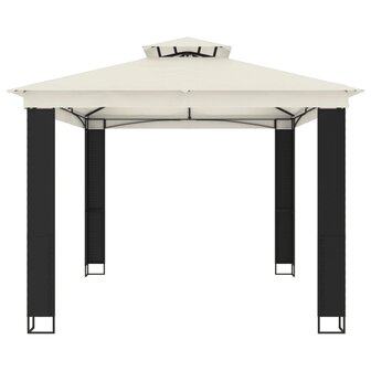 Prieel met dubbel dak 3,94x2,96 m staal cr&egrave;mekleurig