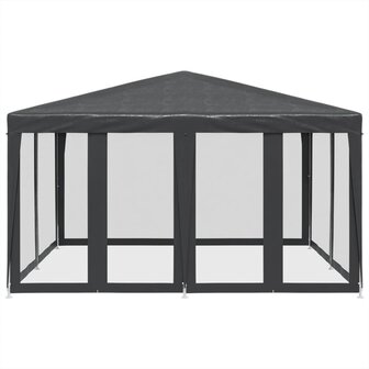 Partytent met 8 mesh zijwanden 4x4 m HDPE antracietkleurig