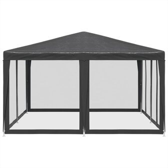 Partytent met 8 mesh zijwanden 4x4 m HDPE antracietkleurig