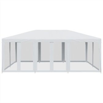 Partytent met 10 mesh zijwanden 6x4 m HDPE wit