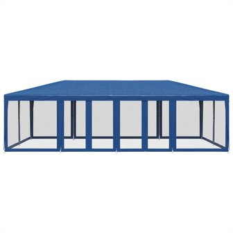 Partytent met 12 mesh zijwanden 8x4 m HDPE blauw