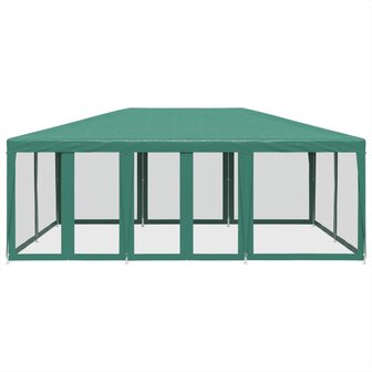 Partytent met 10 mesh zijwanden 6x4 m HDPE groen