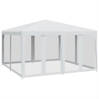 Partytent met 8 mesh zijwanden 4x4 m HDPE wit