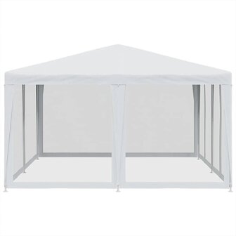 Partytent met 8 mesh zijwanden 4x4 m HDPE wit