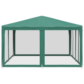 Partytent met 8 mesh zijwanden 4x4 m HDPE groen