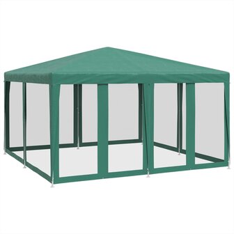 Partytent met 8 mesh zijwanden 4x4 m HDPE groen